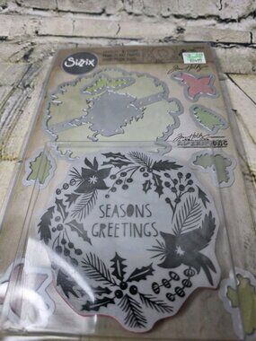 Tim Holtz Alterations Sizzix Seasons Greetings Stamp & Die Set 660064